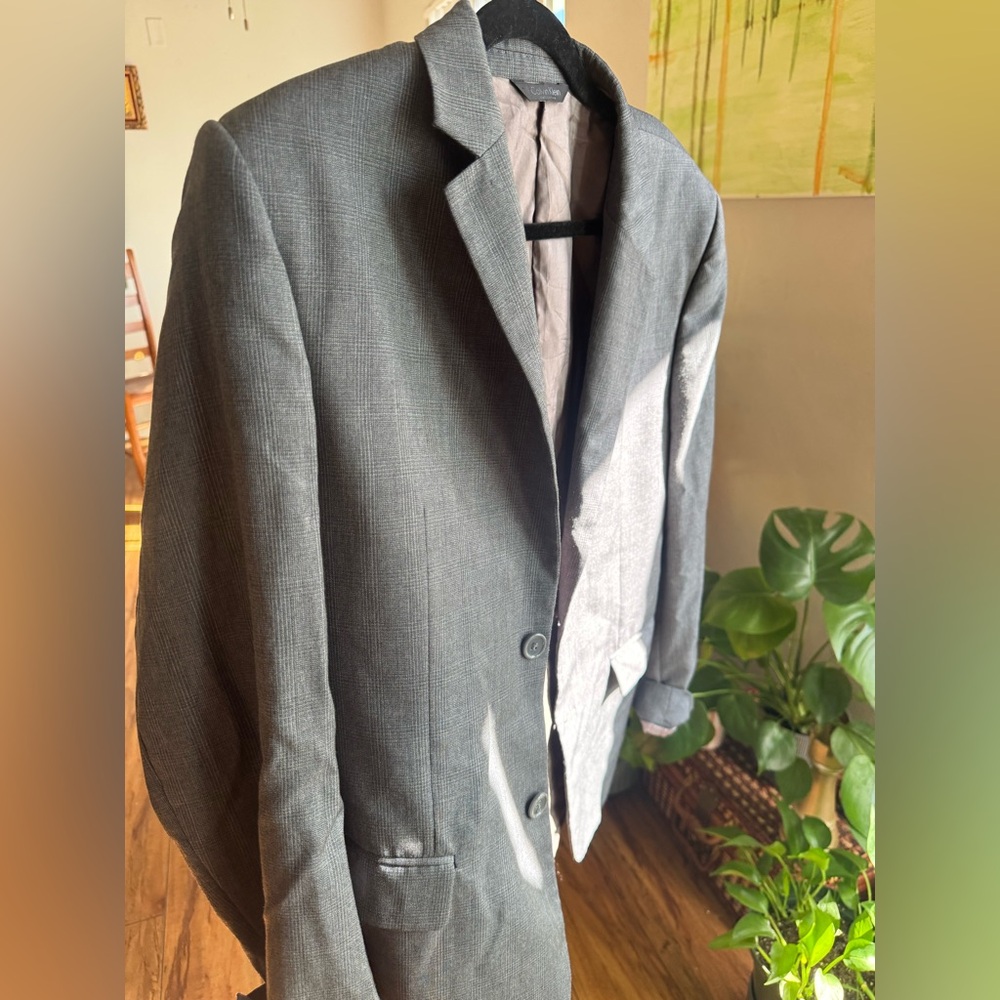 Calvin Klein Mens Suit Blazer Size 38R Dark Gray Charcoal Casual Business 48/38R